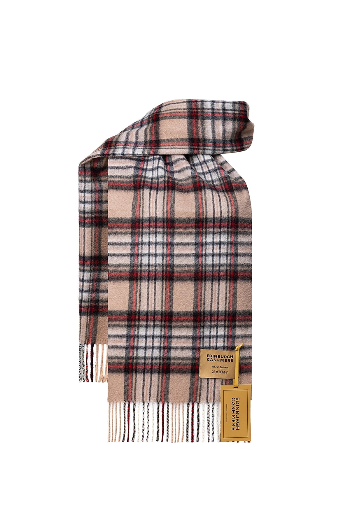 100% Pure Cashmere Children Tartan Scarf Stewart Camel