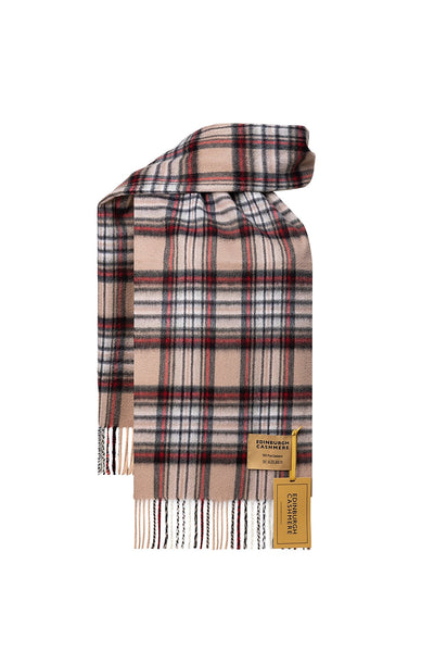 100% Pure Cashmere Children Tartan Scarf Stewart Camel