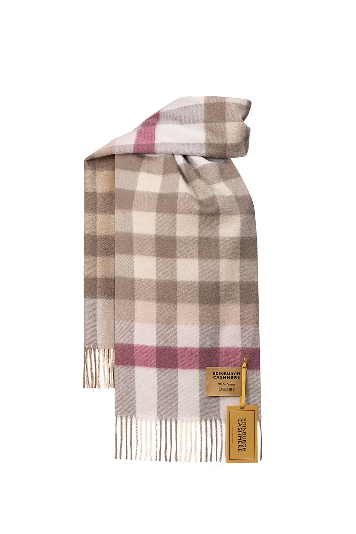 100% Pure Cashmere Children Tartan Scarf Shrimp