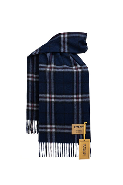 100% Pure Cashmere Children Tartan Scarf Thomson Navy