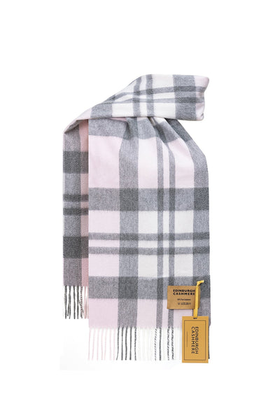 100% Pure Cashmere Children DC Check Scarf Exploded Pink