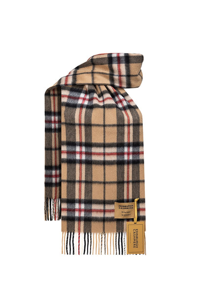 100% Pure Cashmere Children Tartan Scarf Thomson Camel