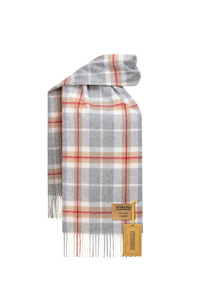 100% Pure Cashmere Children Tartan Scarf Thomson Grey