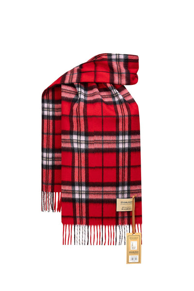 100% Pure Cashmere Children Tartan Scarf Thomson Red
