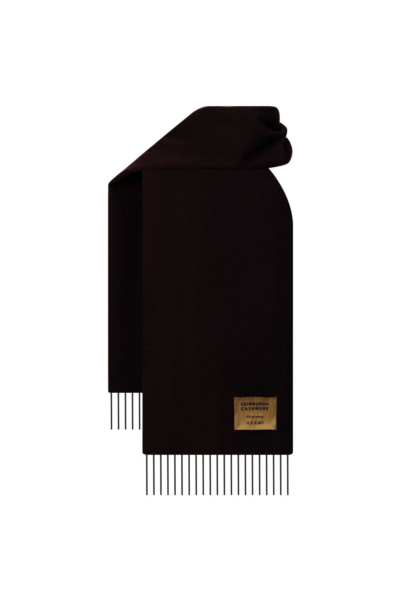 Plain Merino Wool Scarf Black 128