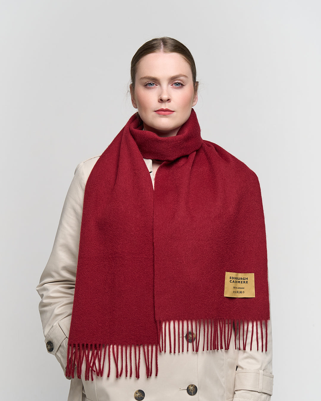 Plain Merino Wool Scarf Burgendy 2