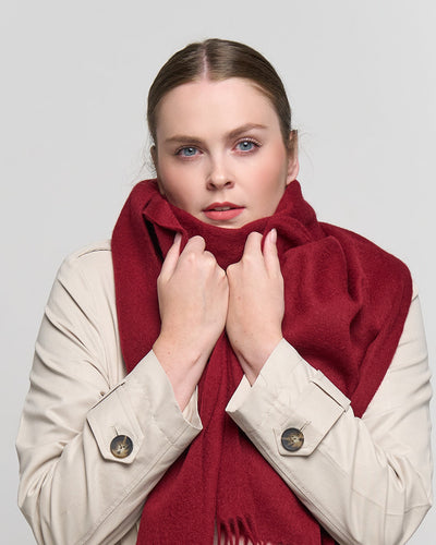 Plain Merino Wool Scarf Burgendy 2