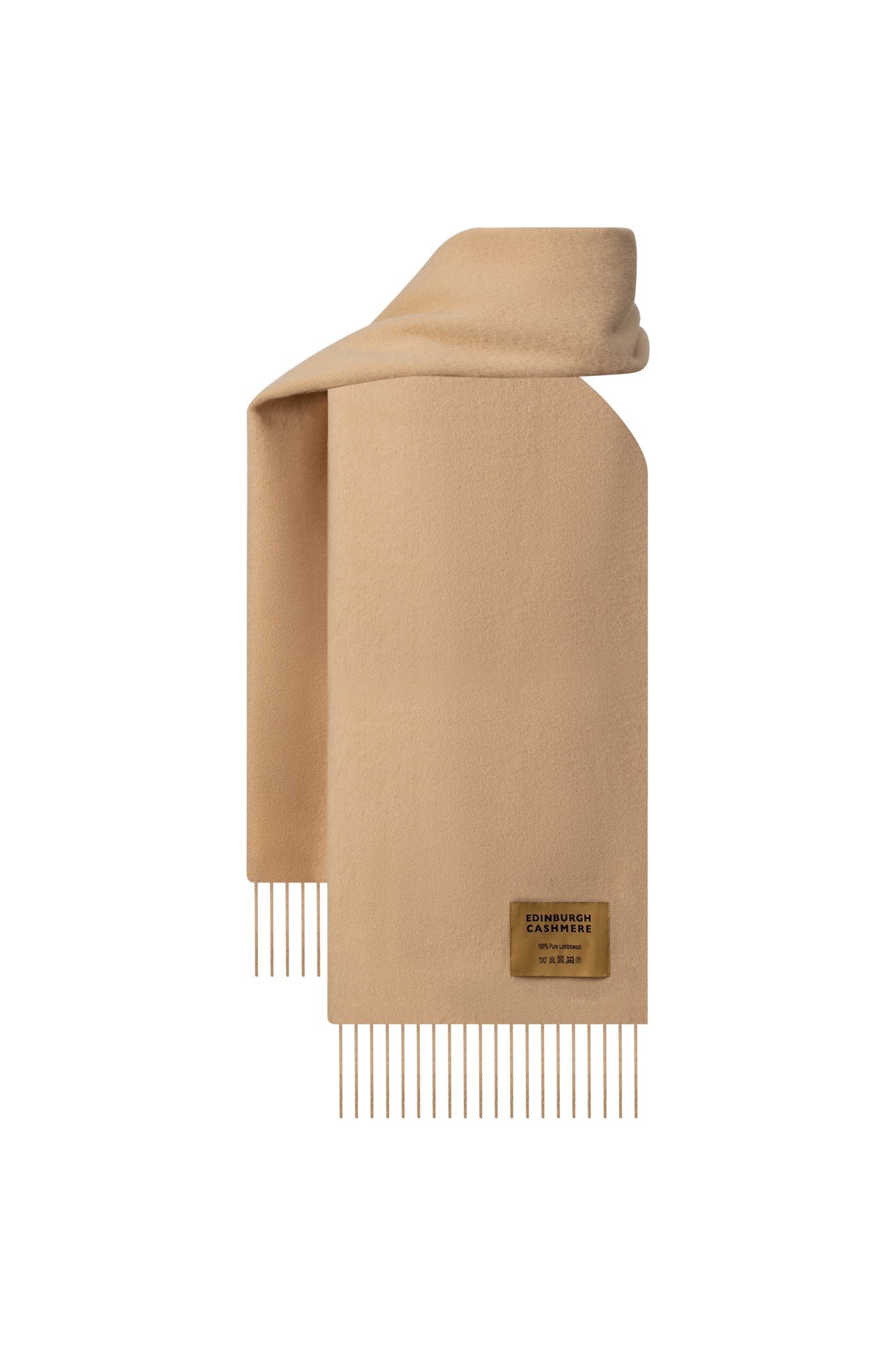 Plain Merino Wool Scarf Camel 1