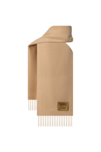 Plain Merino Wool Scarf Camel 1
