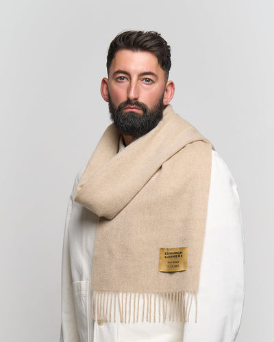 Plain Merino Wool Scarf Camel 1