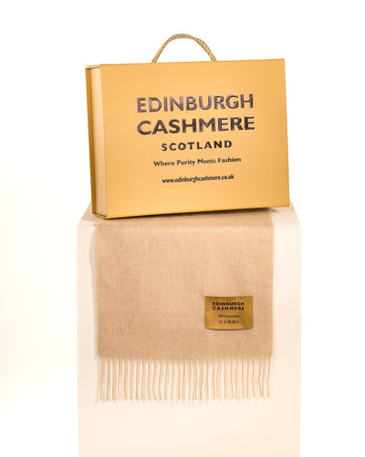 Plain Merino Wool Scarf Camel 1