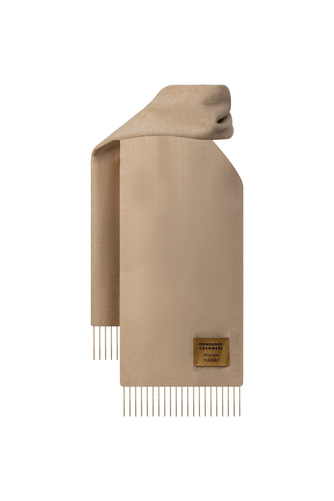 Plain Merino Wool Scarf Camel 2