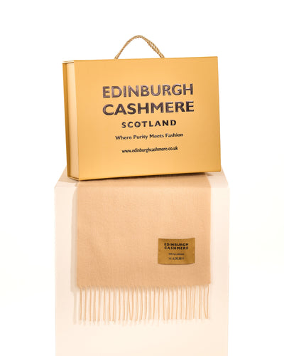 Plain Merino Wool Scarf Camel 2