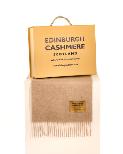 Plain Merino Wool Scarf Camel 3