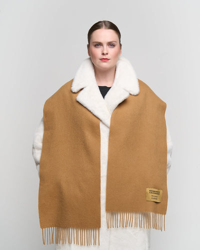 Plain Merino Wool Scarf Camel 4