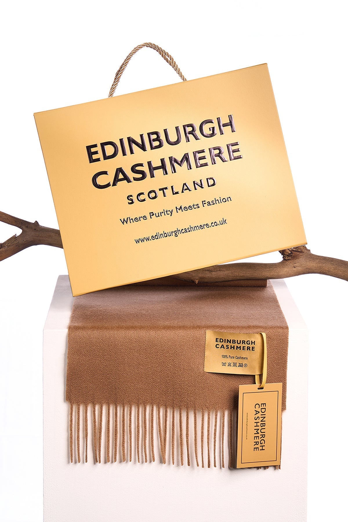 100% Pure Cashmere Children Plain Scarf Brown