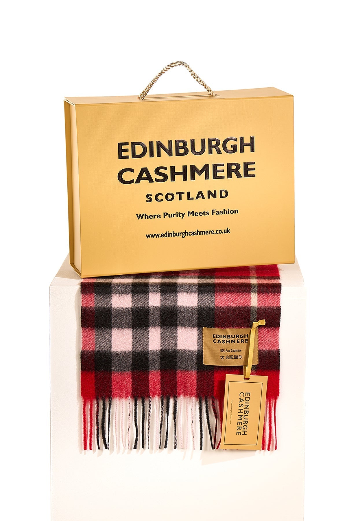 100% Pure Cashmere Children DC Check Scarf Check Scarf Red