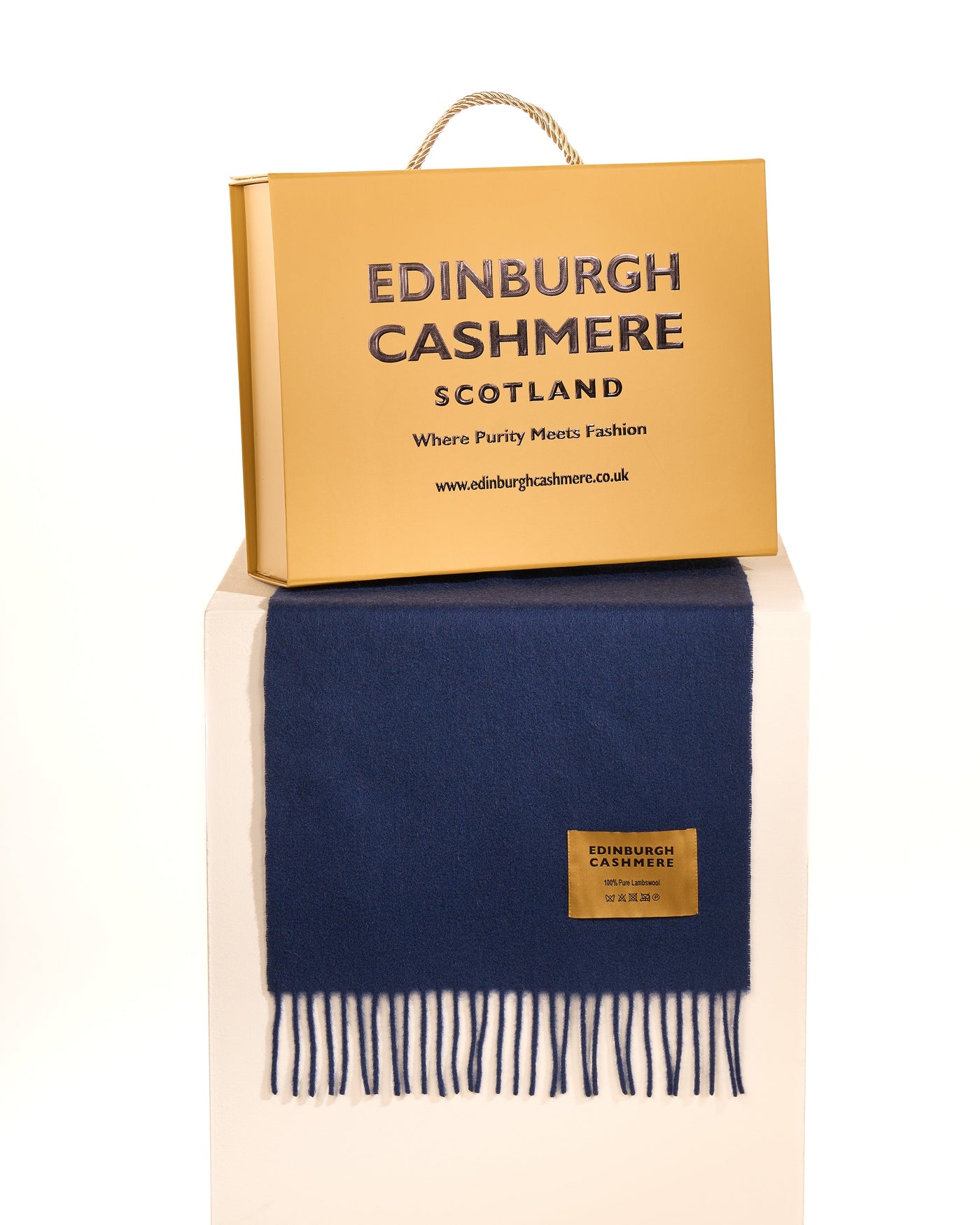 Plain Merino Wool Scarf Dark Blue 121