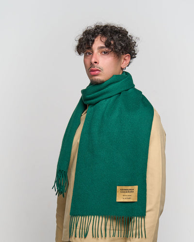 Plain Merino Wool Scarf Dark Green 136