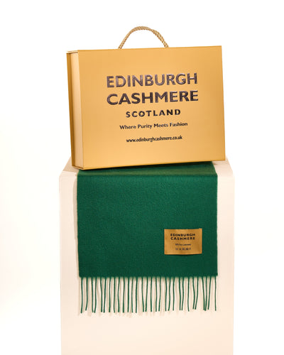 Plain Merino Wool Scarf Dark Green 136