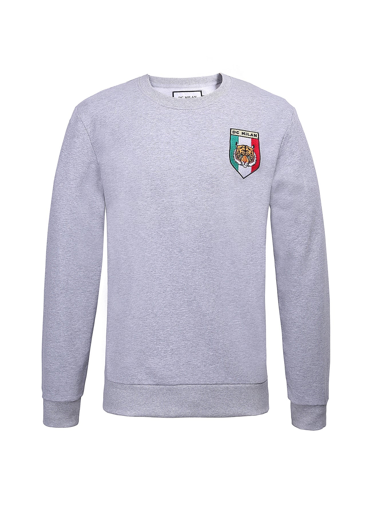 小さなロゴ付き刺繍ライトグレーコットンスウェットシャツ