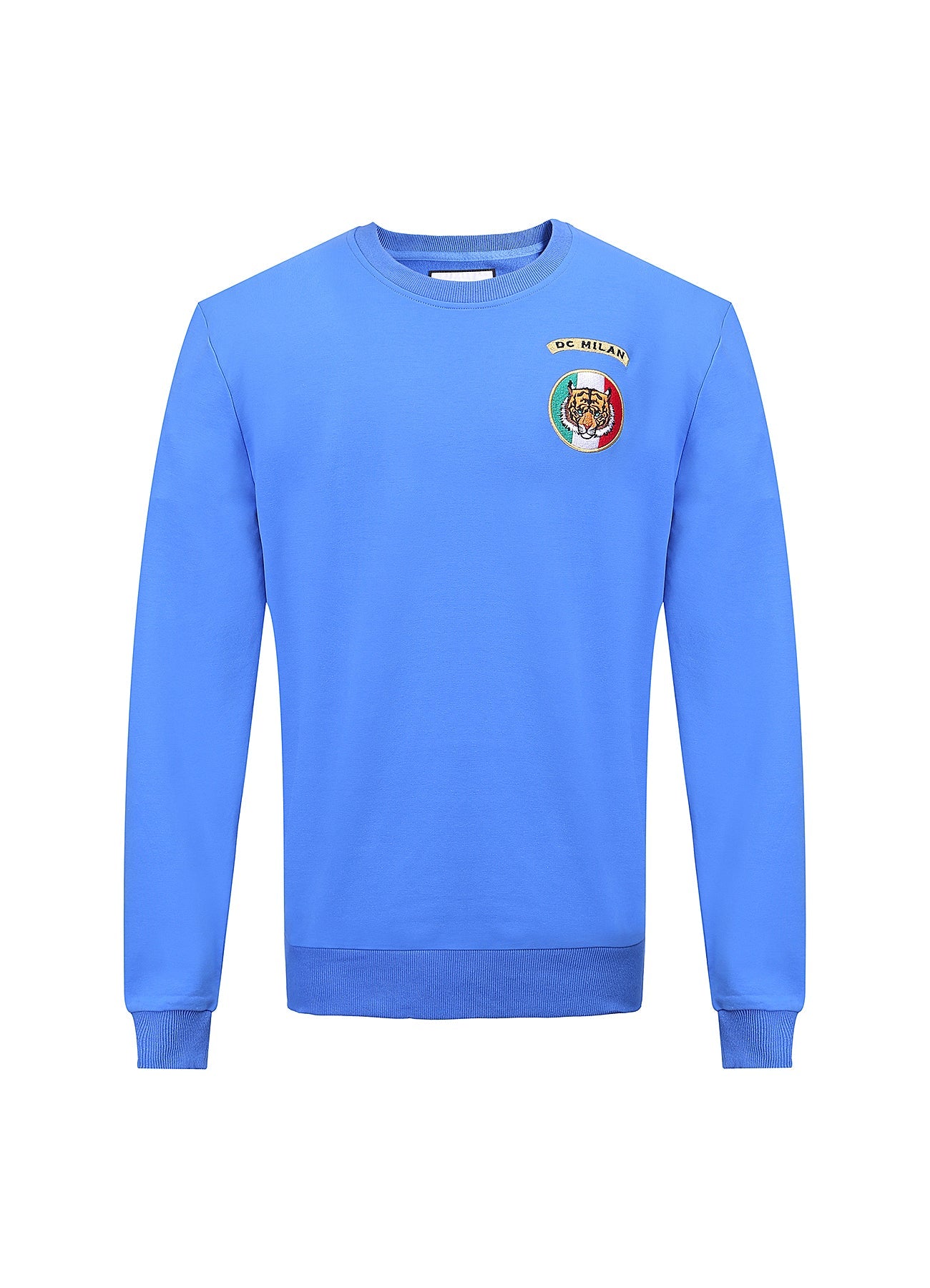 Embroidery Blue Cotton Sweatshirt With Small Logo