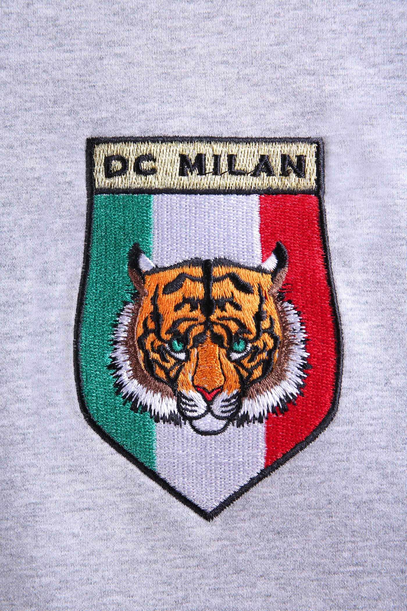 小さなロゴ付き刺繍ライトグレーコットンスウェットシャツ