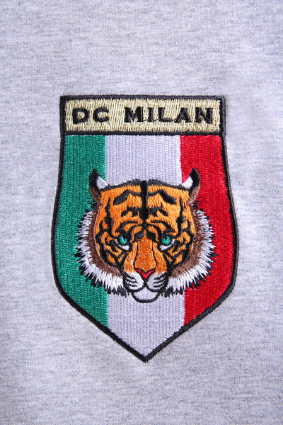 小さなロゴ付き刺繍ライトグレーコットンスウェットシャツ