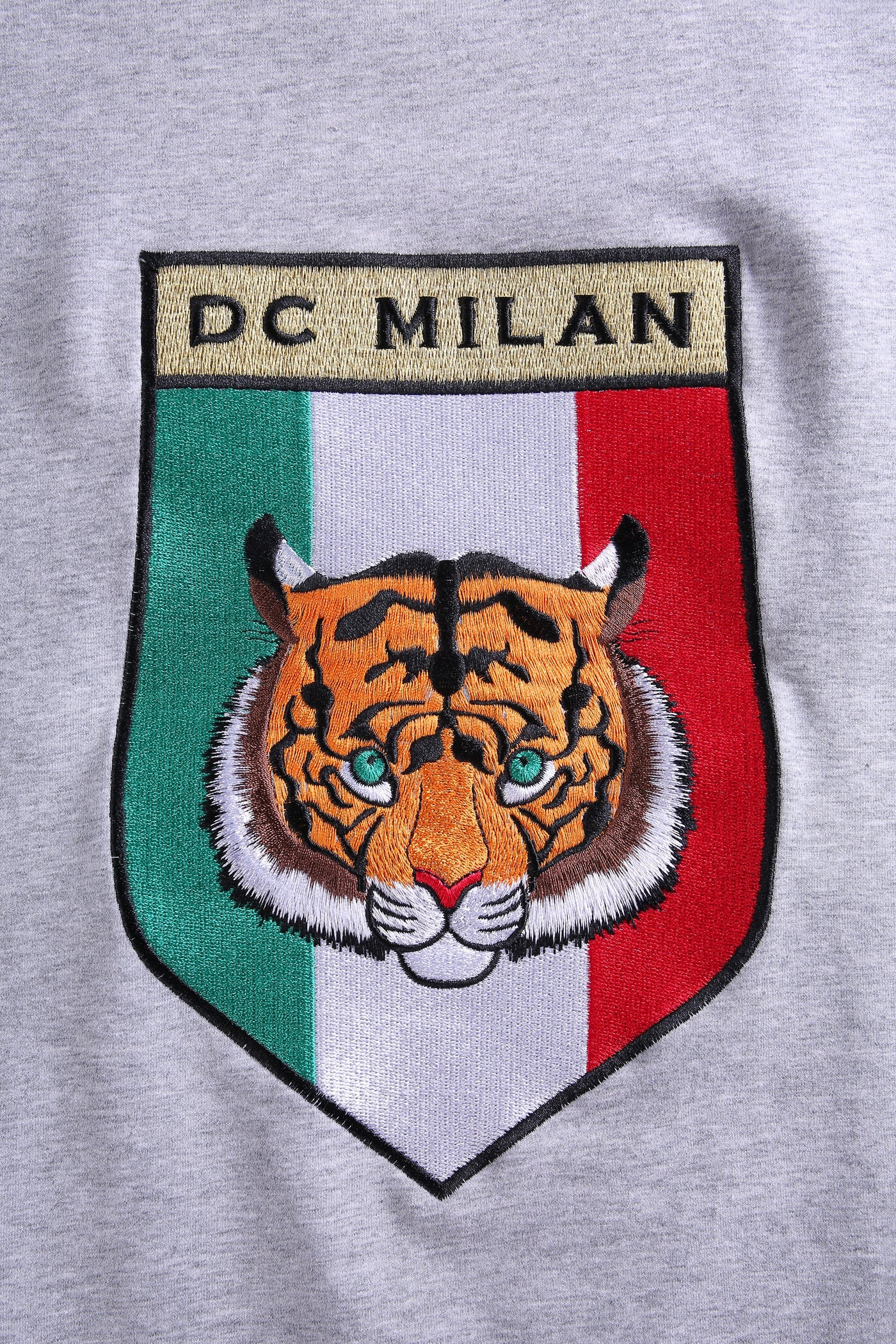 ビッグロゴ刺繍ライトグレーコットンスウェットシャツ