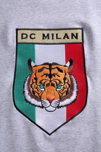 ビッグロゴ刺繍ライトグレーコットンスウェットシャツ