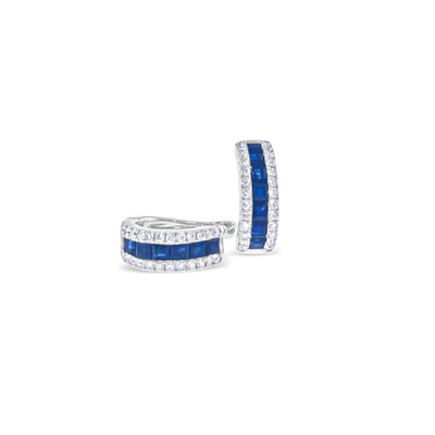 Scott Cashmere 18k White Gold with Blue Sapphire and Diamonds - Earring Style 22