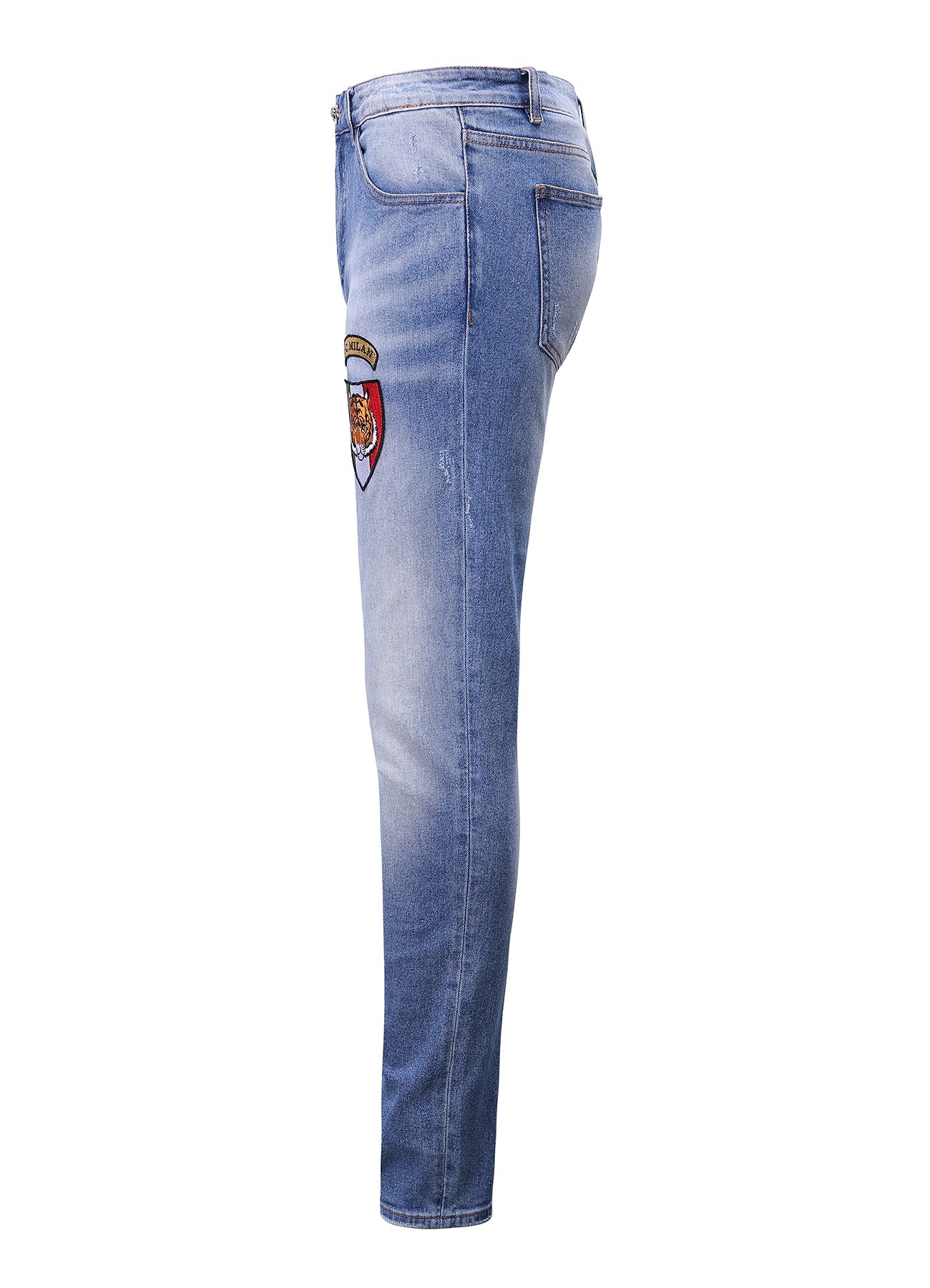 1개의 로고가 있는 라이트 블루 슬림핏 진