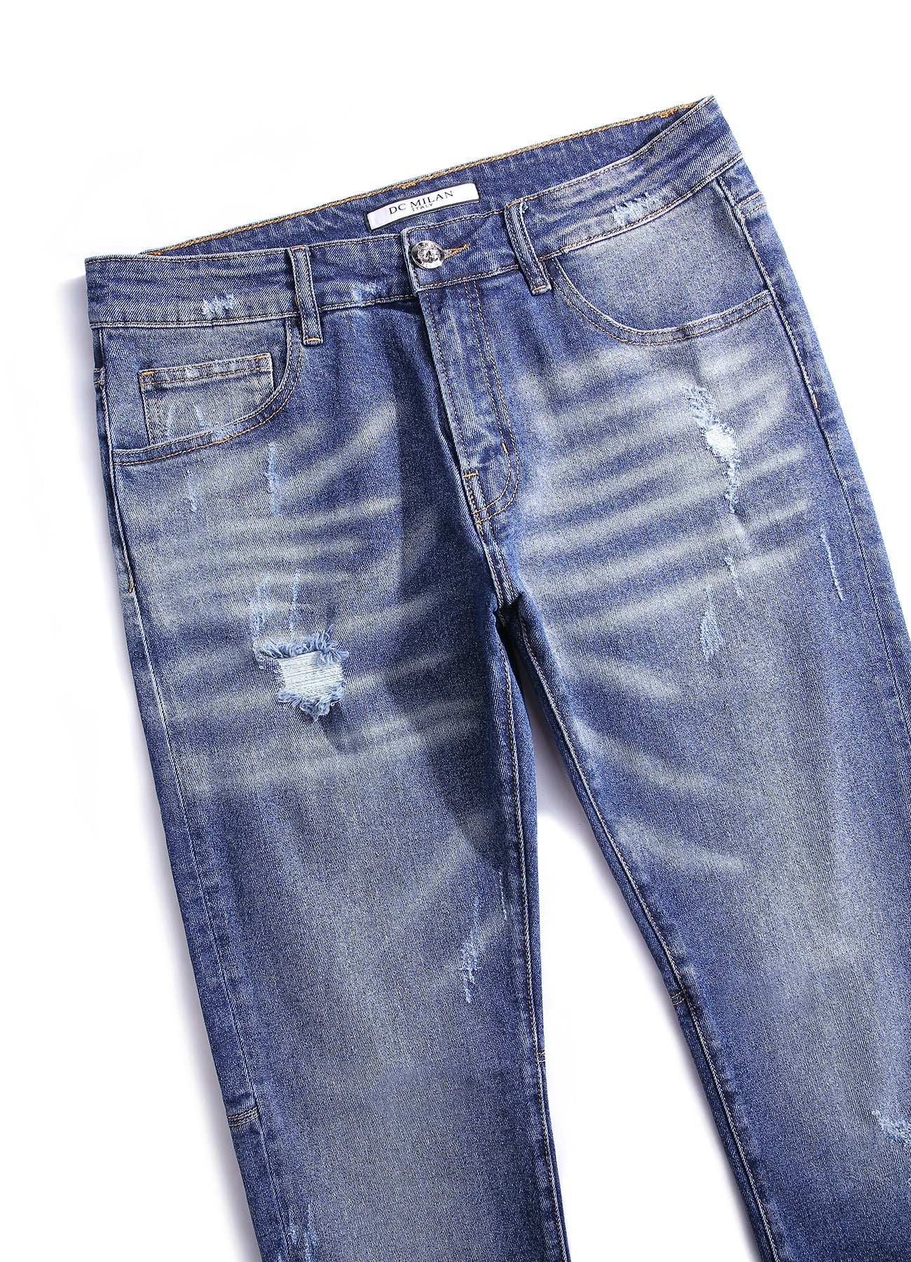 ミディアムブルー スリムフィット ジーンズ