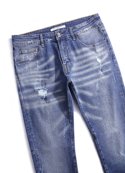 ミディアムブルー スリムフィット ジーンズ