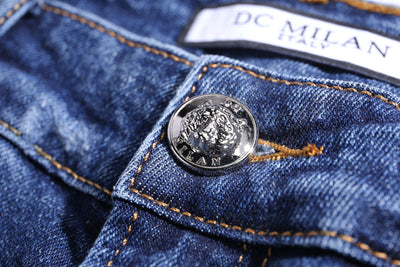 ミディアムブルー スリムフィット ジーンズ