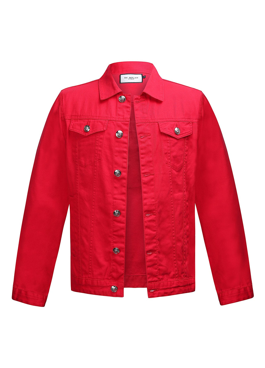 Embroidered Red Denim Jacket Classic – Scott Cashmere