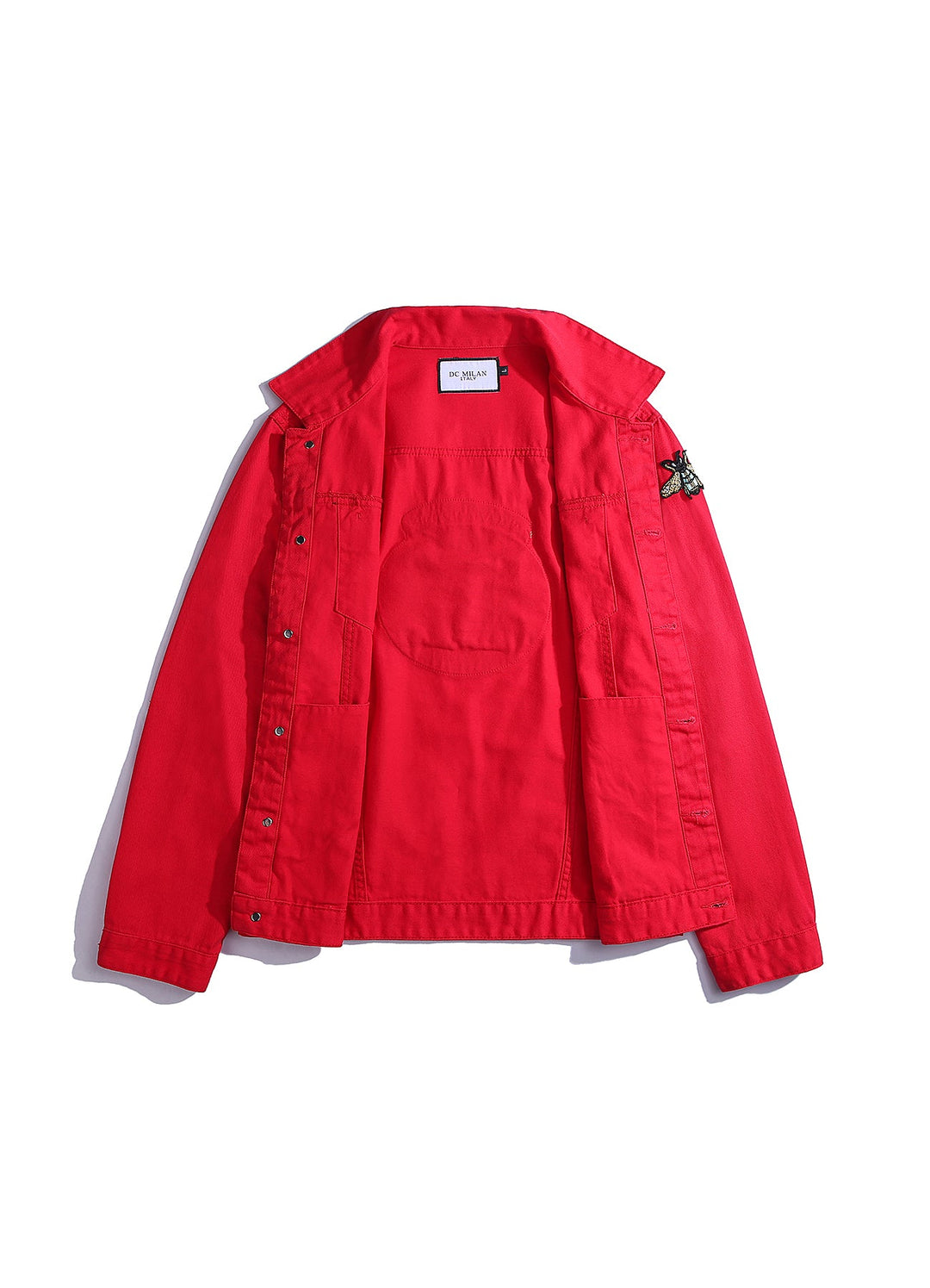Embroidered Red Denim Jacket Classic – Scott Cashmere