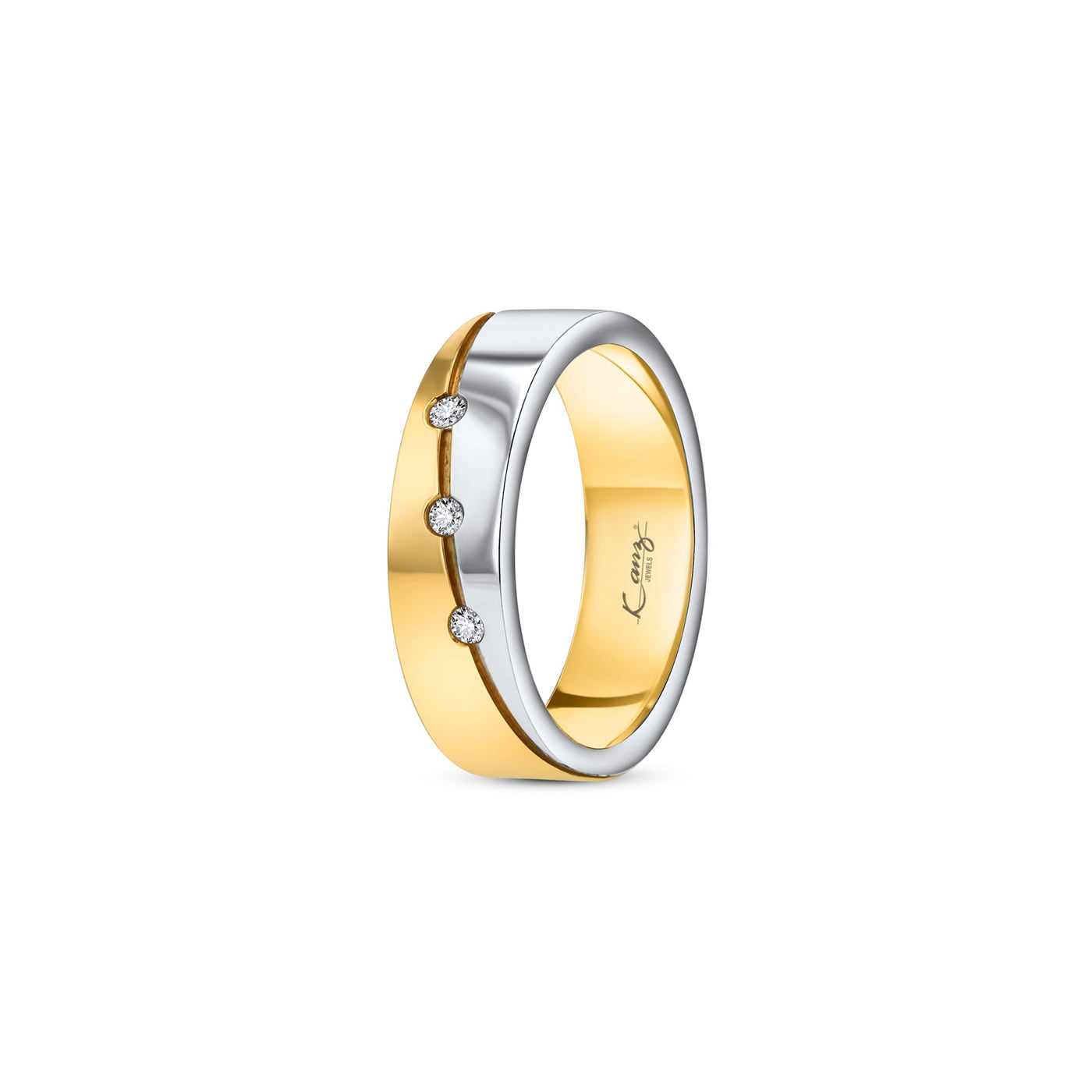 Scott Cashmere 18k White-Gold and Yellow-Gold with Diamonds - Wedding Band Style 1