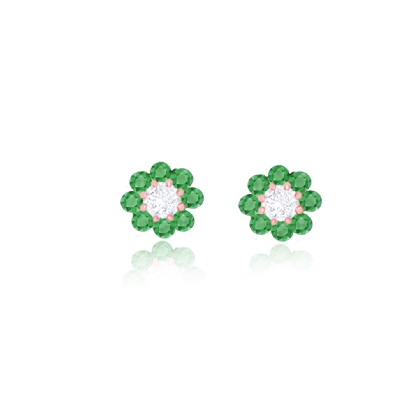 Scott Cashmere 18k Rose Gold with Emerald and Diamonds - Earring Style 5