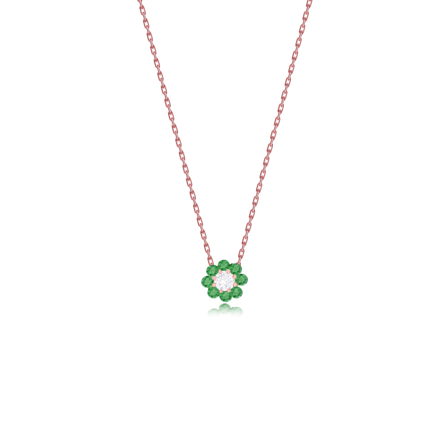 Scott Cashmere 18k Rose Gold with Emerald and Diamonds - Necklace Style 2