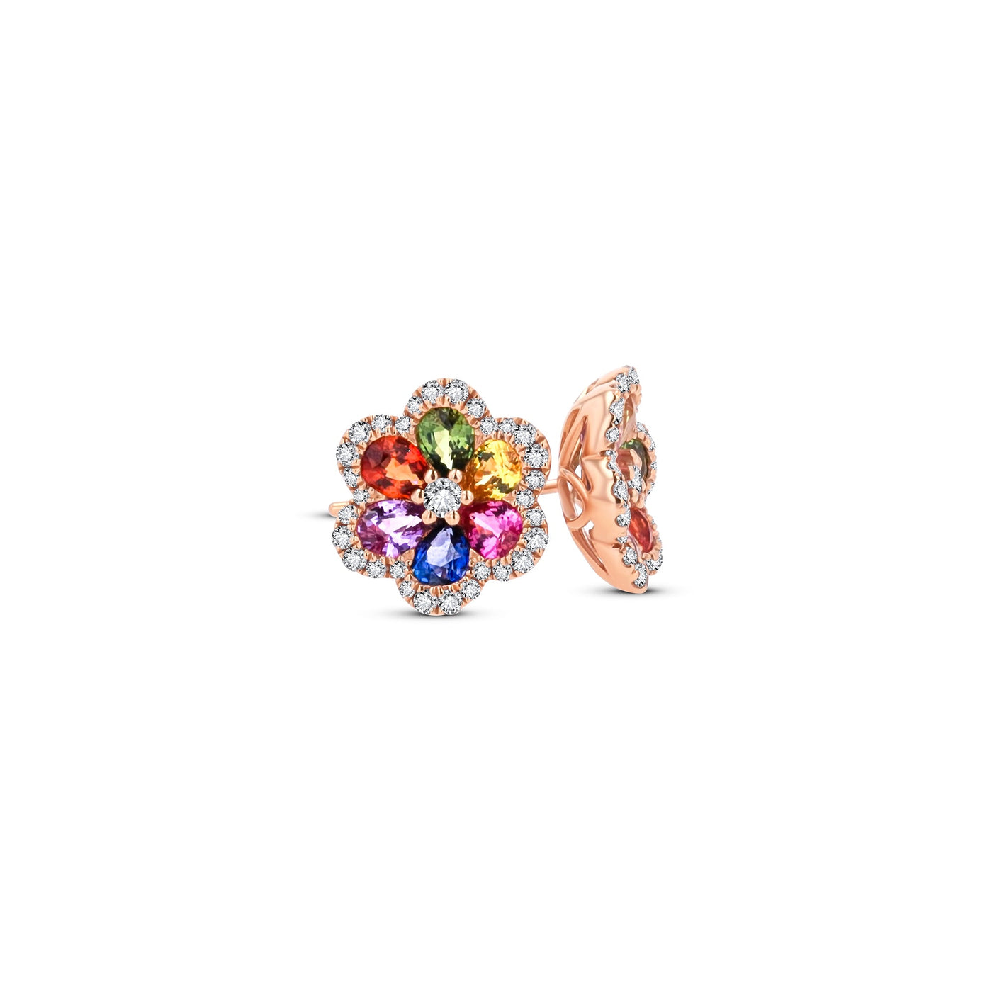 Scott Cashmere 18k Rose-Gold with Diamonds and Multi-Color Sapphire - Earring Style 1