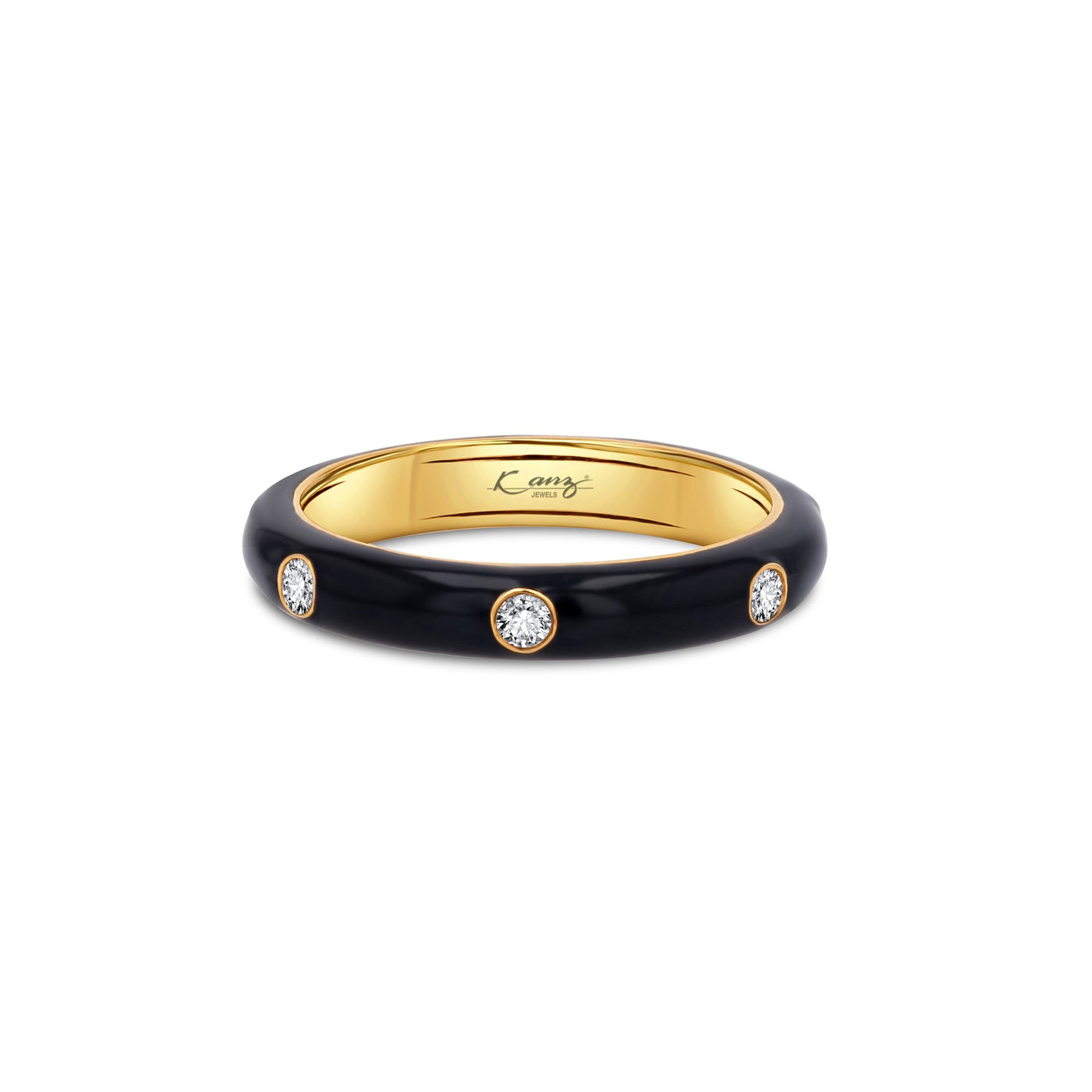 Scott Cashmere 18k Rose-Gold with Black Enamel and Diamonds - Ring Style 6