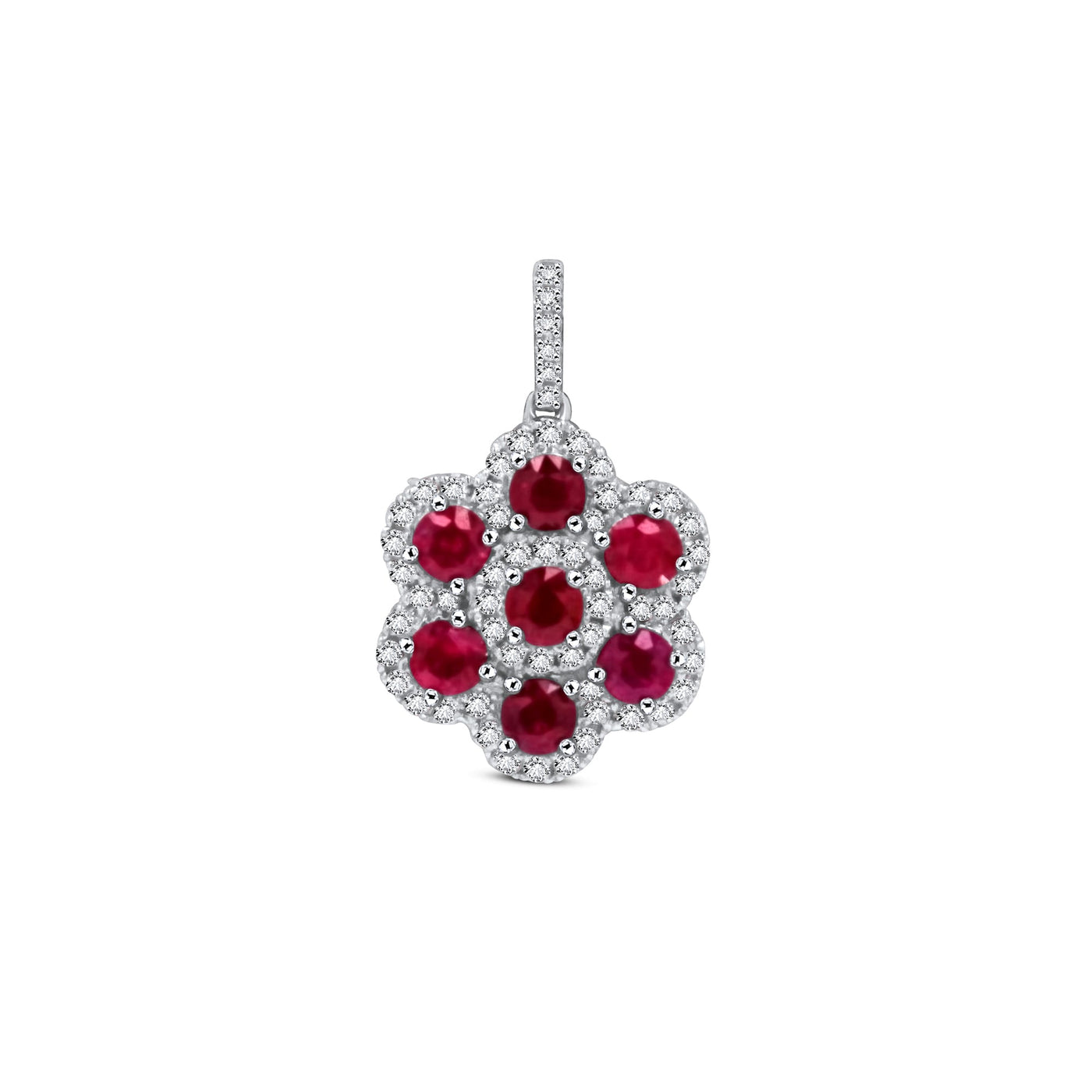 Scott Cashmere 18k White-Gold with Diamonds and Rubies - Pendant Style 7