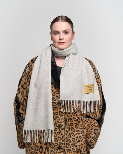 Plain Merino Wool Scarf Light Grey 132