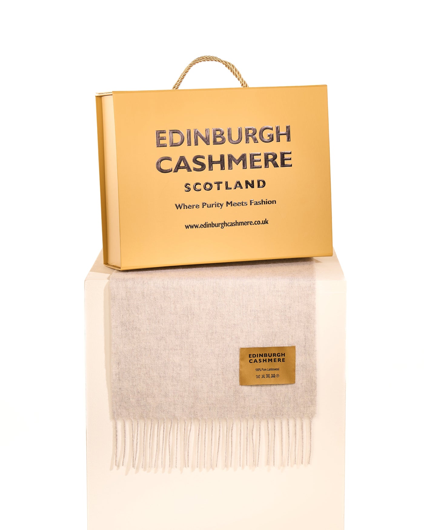 Plain Merino Wool Scarf Light Grey 132