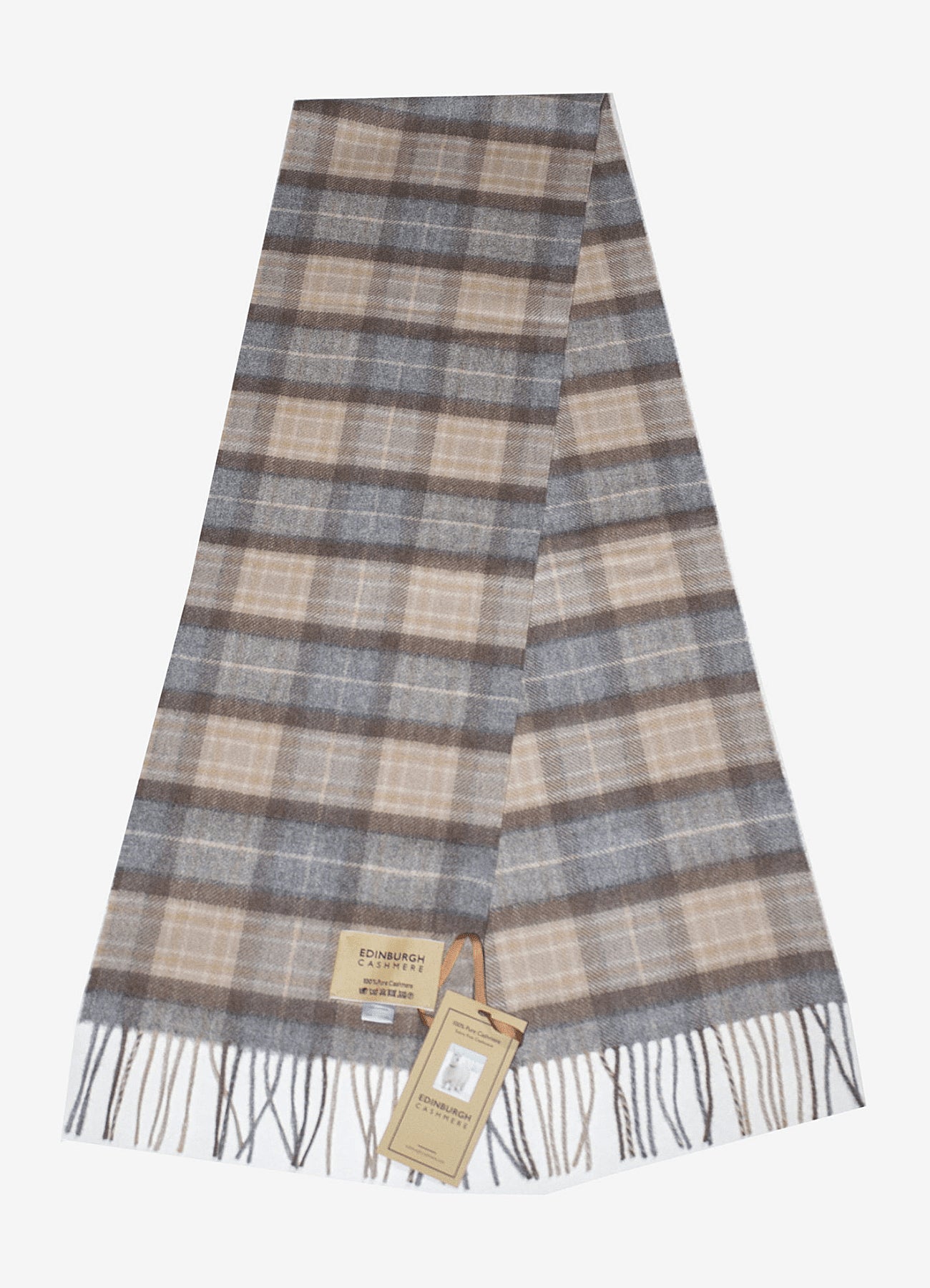 100% Pure Cashmere Children Tartan Scarf Dark Grey