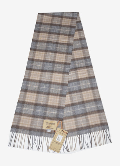 100% Pure Cashmere Children Tartan Scarf Dark Grey