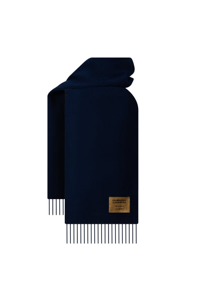 Plain Merino Wool Scarf Navy 135