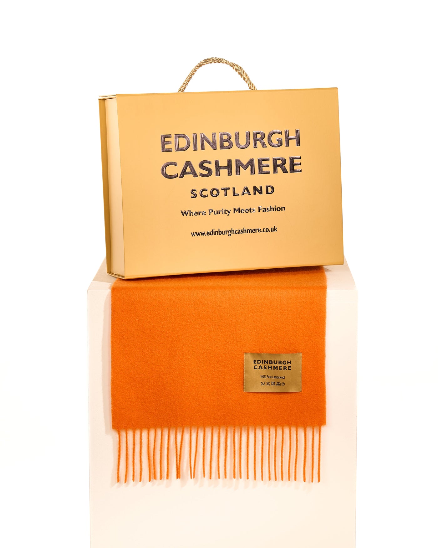 Plain Merino Wool Scarf Orange 1