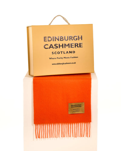 Plain Merino Wool Scarf Orange 2